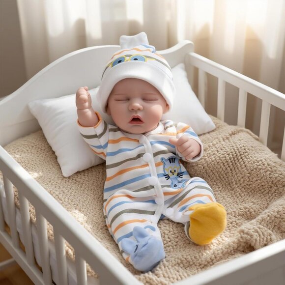 12 Inch Lifelike Reborn Baby Doll Realistic Full Vinyl Sleeping Toy For 3+ Kids - Picture 8 of 8